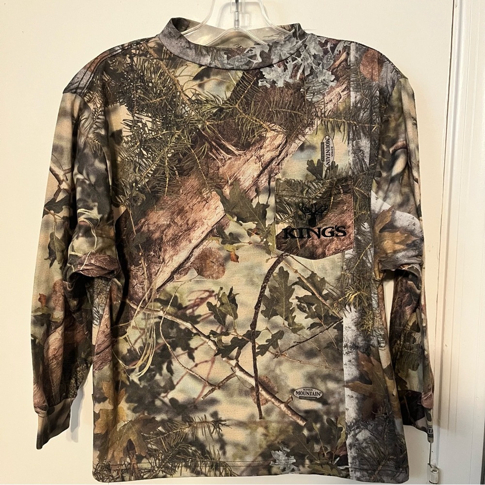 Kings Mountain shadow camo girls crewneck, 3/4 length sleeve Tshirt, youth 12/14